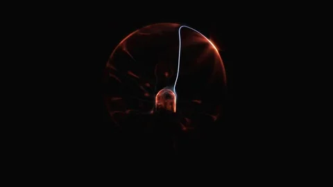 Electrostatic plasma sphere in the dark. Tesla coil - physics experiment Stock Footage 77848898