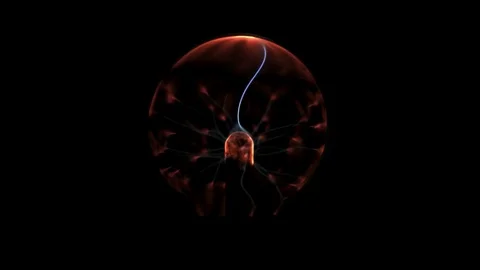 Electrostatic plasma sphere in the dark. Tesla coil - physics experiment Stock Footage 77849022