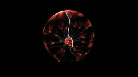 Electrostatic plasma sphere in the dark. Tesla coil - physics experiment Stock Footage 77849084
