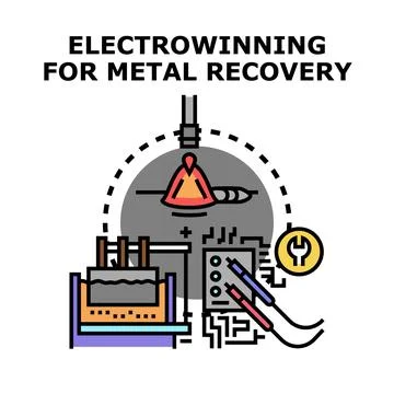 Electrowinning process recovering metals from solutions Stock Illustration