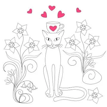 Elegance cat with love Illustrazione stock