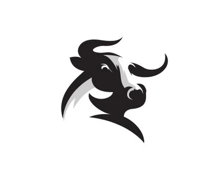 Elegance drawing art buffalo cow ox bull head logo design inspiration Stock Illustration