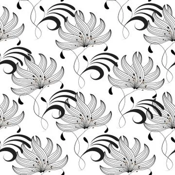 Elegance floral seamless pattern. Abstract floral white vector background. Mo Stock Illustration