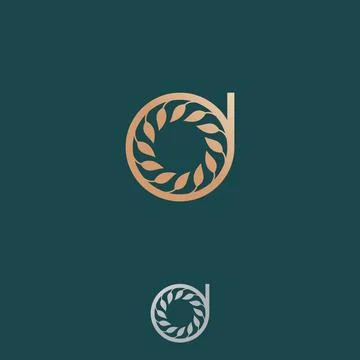 Elegance letter D with leaf for your best business symbol Stock Illustration