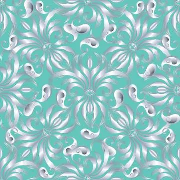 Elegance paisley seamless pattern. Vector floral turquoise background wallpap Stock Illustration