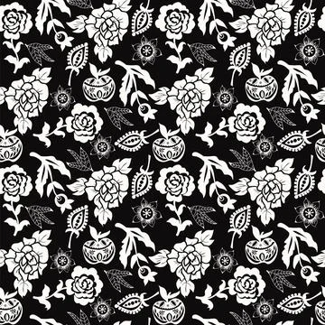 Elegance seamless pattern with botanical elements Stock Illustration