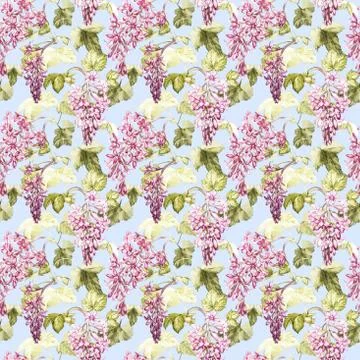 Elegance seamless pattern in vintage style with black Currant flowers. Stock Illustration