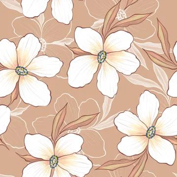 Elegance seamless pattern with white flowers Stock-Illustration
