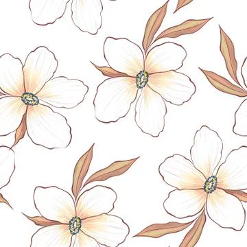 Elegance seamless pattern with white flowers Stock Illustration