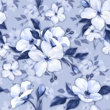 Elegance seamless pattern with white flowers Stock-Illustration