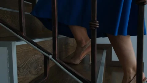 Elegance on the Stairs Stock Footage 254418266