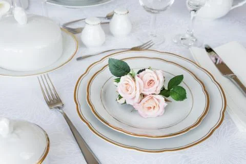 Elegance table setting Stock Photos