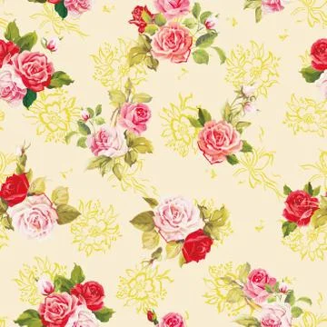 Elegance vector texture with roses. Stylish beautiful floral seamless pattern. Stock Illustration