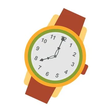 Elegance wrist watch with dial in flat design. Luxury clock accessory. Vect.. Stock Illustration