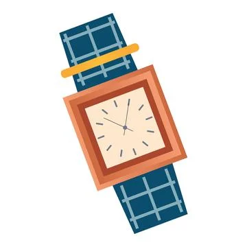 Elegance wrist watch in flat design. Clock with bracelet, dial and hands. V.. Stock Illustration