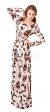 Elegancy stylish lady wearing glamorous fashion dress Stock Photos