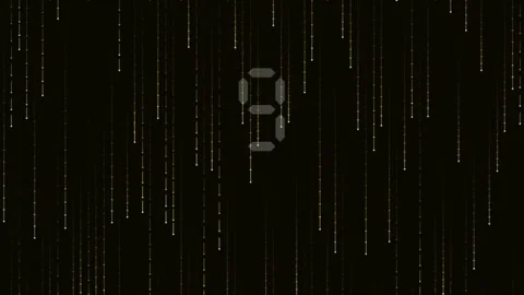 An elegant 15-second countdown animation with a gold digital rain effect. Stock-Footage 340010040