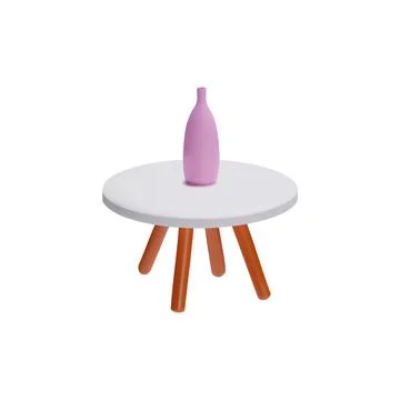 An elegant 3D coffee table with a vase on it is on a white background イラスト素材