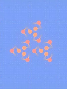 Elegant 3D graphics of peach-colored molecular chains on a light blue background Stock-Illustration