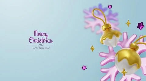 Elegant 3D render of red dipped baubles and golden stars, creating a playful Stockillustratie