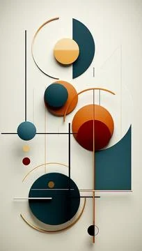 Elegant Abstract 3D Geometric Composition with Gold and Black Spheres Stock Illustration