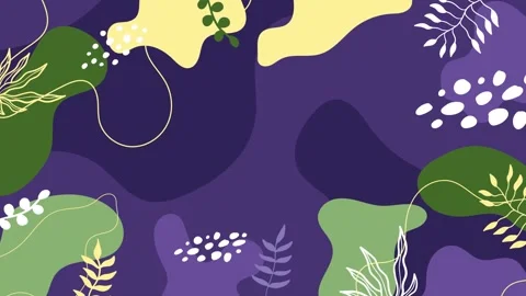 Elegant abstract backdrop with leafy elements and bold shapes on dar purple Stock Footage 304943208