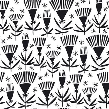 Elegant abstract flower silhouette pattern Illustrazione stock