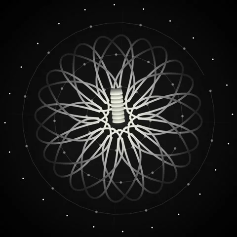 Elegant abstract geometric mandala design on dark background Stock Footage 345689053