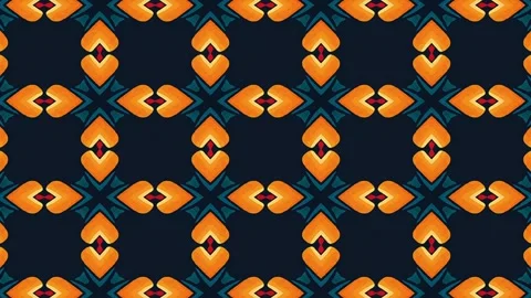 Elegant abstract repeating floral pattern in warm orange and red hues on da.. Stock Footage 320555378