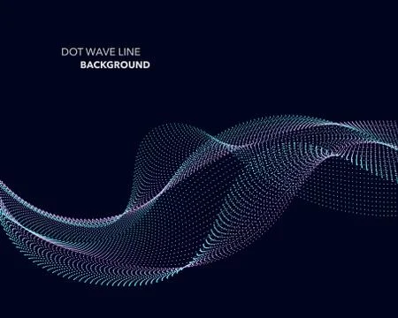 Elegant abstract vector dot wave line futuristic style background template Stock Illustration