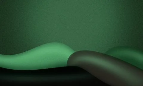 Elegant abstract wave background with smooth, flowing 3D green and black waves Stock Illustration