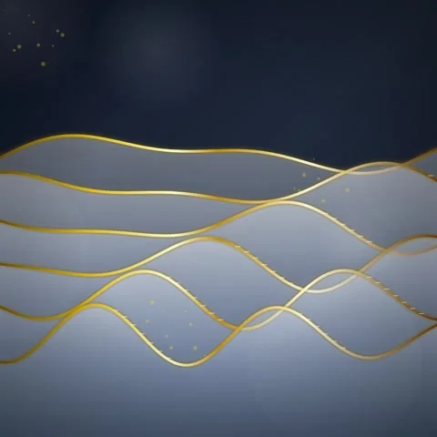 Elegant Abstract Waves with Golden Lines and Glittering Stars on Dark Blue .. Stock Footage 346282628