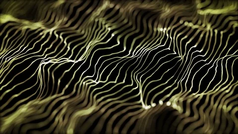 Elegant abstract waving string lines motion background seamless loop gold Stock Footage 76051127