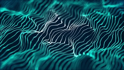 Elegant abstract waving string lines motion background seamless loop blue Stock Footage 76056078