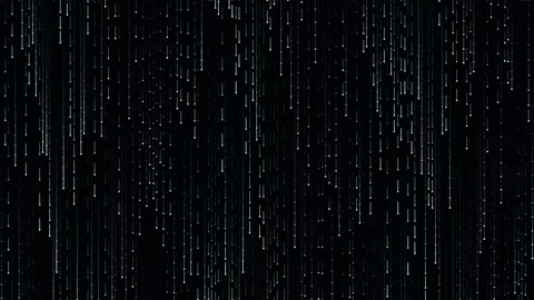 Elegant abstract white digital rain streaks flowing against a deep black scre Stock Footage 337163835