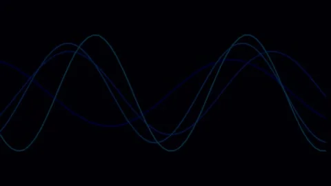 Elegant abstract white waveform animation looping over dark background Stock Footage 340378147