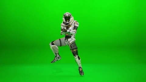 Elegant Action Sequence of Spaceman on Chroma Key Stock Footage 318339234