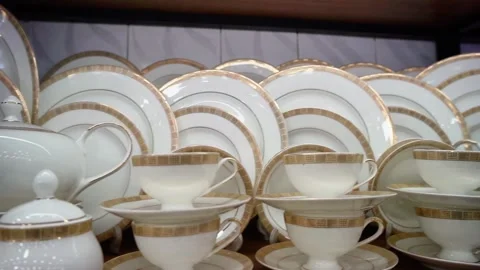 Elegant and premium-designed dinner set Stock Footage 320958653