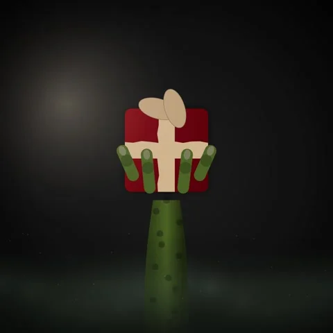 Elegant animated opened gift box illustration on dark studio background Stock Footage 345690196