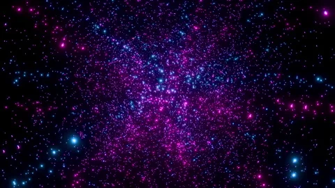 Elegant animation of moving slowly through dense nebula of random pink and blue Stock-Footage 342840153