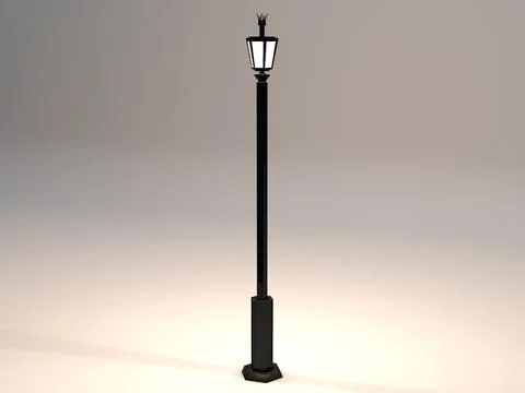 Elegant Antic Street Light Low Poly 3D Model