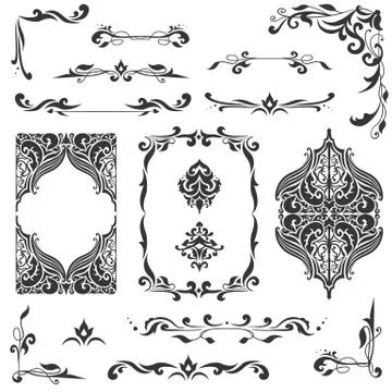Elegant Arabic Vignettes Set Stock Illustration