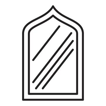 Elegant arch window reflecting light, minimalist line art design Ilustración de archivo