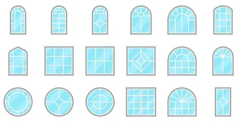 Elegant Arched and Circular Window Designs Set Stock Illustration