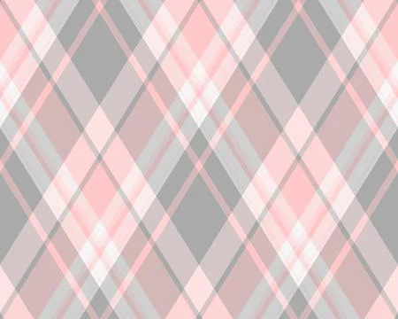 This elegant argyle pattern features a soft blend of pink and gray, creating  Stock Illustration