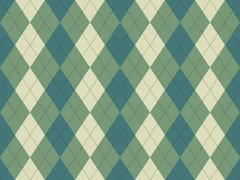 Elegant argyle pattern in muted greens and beige.  Perfect for backgrounds,.. Stock Illustration