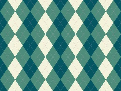 Elegant argyle pattern in teal and cream.  Perfect for backgrounds, textiles, Stock Illustration