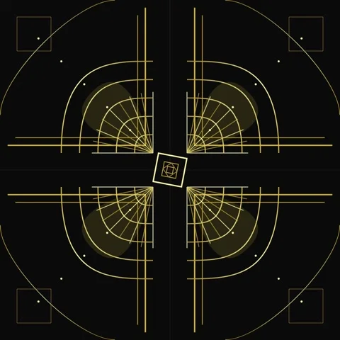 Elegant Art Deco Geometric Pattern Overlay - Golden Lines on Black Background Stock Footage 346284107