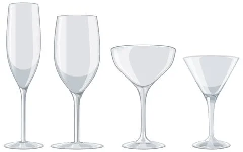 Elegant Assorted Glassware Collection Stock Illustration