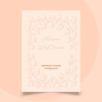 Elegant Autumn Leaf Frame Vector Monochromatic Paper Cut Out Style Border w.. Stock Illustration